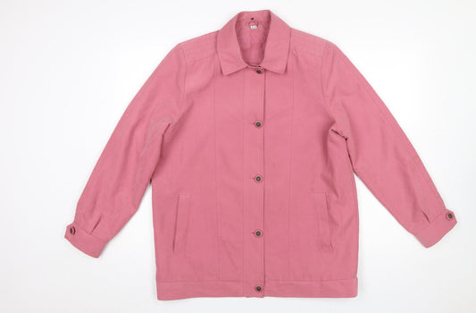 Klassik Women Pink Size 12 Mid-Length Button Coat Polyester Nylon