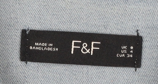 F&F Women Blue Denim Basic Jacket Size 8 Classic Style