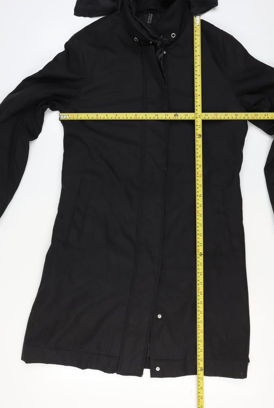 ReSET Women’s Black Hooded Waterproof Long Rain Coat Size 12