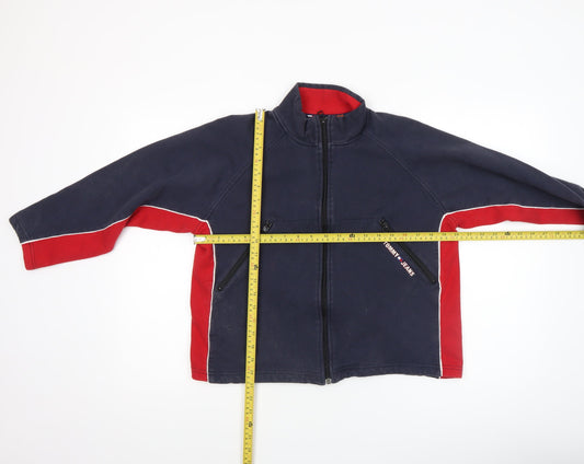 Tommy Hilfiger Boys Blue Full Zip Cotton Jacket Size L Classic Logo