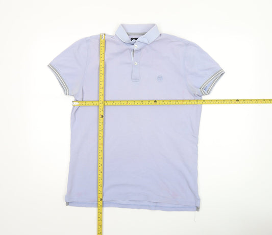 Massimo Dutti Men's Light Blue Casual Fit Cotton Polo Shirt M