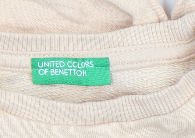 Additional view of United Colors of Benetton girls’ beige cat print pullover sweatshirt 6 years