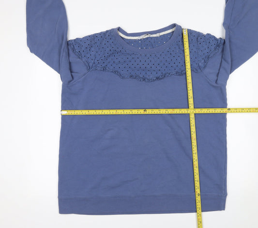 Next Women Blue Lace Yoke Long Sleeve Pullover Sweatshirt Size 22