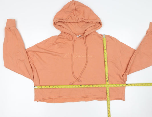 Collusion Women's Orange Cropped Hoodie UK 8 100% Cotton