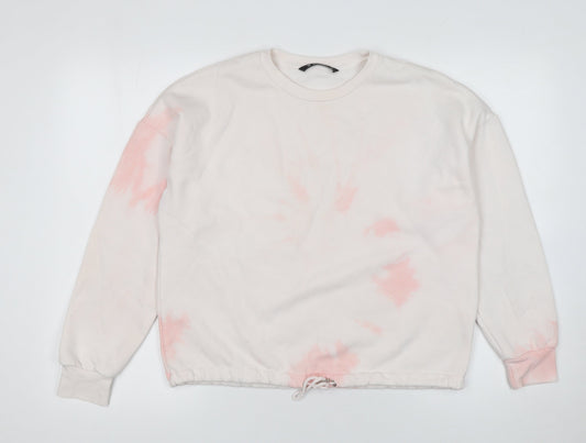 Additional front view of Dunnes Women’s Beige Pink Tie Dye Pullover Sweatshirt XS