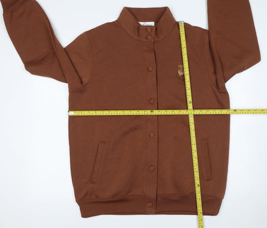 Jenny-Lee Women Brown Embroidered Button Sweatshirt Size 20