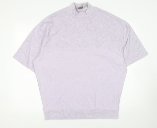 Additional front view of ASOS Men’s Purple Mock Neck Relaxed Fit Short Sleeve T-Shirt, size M