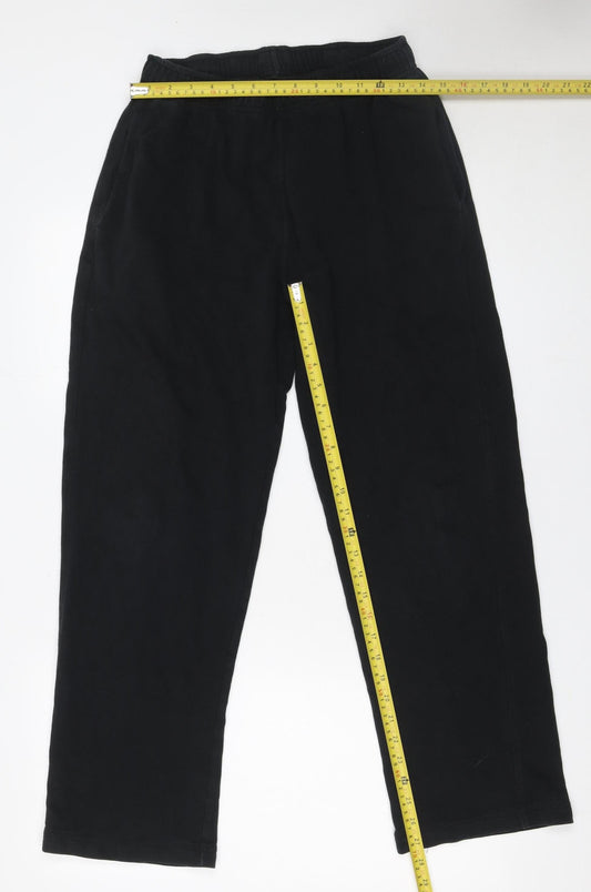 Marks and Spencer Girls Black L Sweatpants Elastic Waist Fleece Trousers