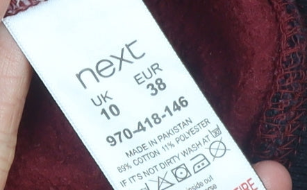 Next Women Red Hoodie UK 10 Cotton Blend Pullover Casual