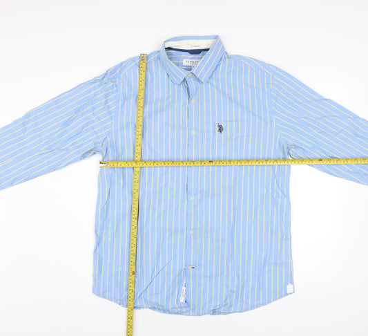 U.S. Polo Assn. Men’s Blue Striped Cotton Button-Up Shirt XL Tailored Fit
