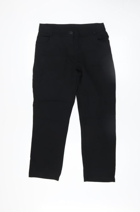 Additional front view of Dunnes Women's Black Slim Fit Stretch Trousers, size 10