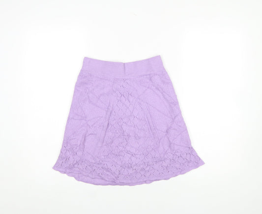Additional front view of ASOS women’s purple knit a-line skirt, size UK 10, boho style