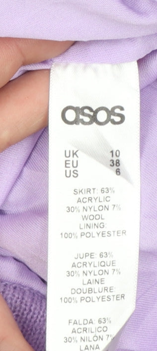 Additional view of ASOS women’s purple knit a-line skirt, size UK 10, boho style