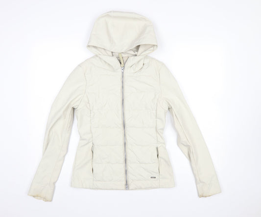 Additional front view of Woolrich Women’s Ivory Hooded Soft Shell Jacket, size S