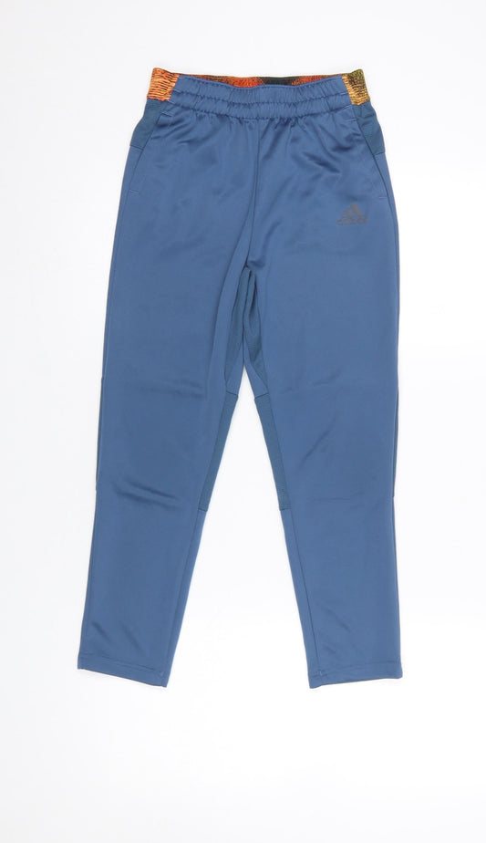 Additional front view of Adidas boys’ blue 9-10 years track pants recycled polyester activewear