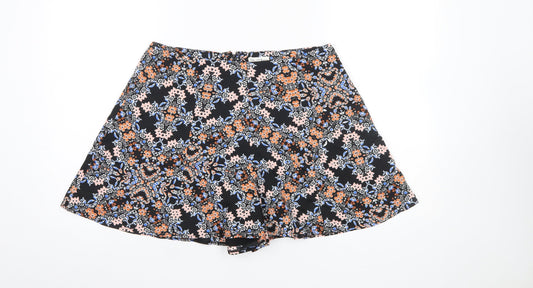 Additional front view of Miss Selfridge women’s multicoloured floral culotte shorts, size UK 14