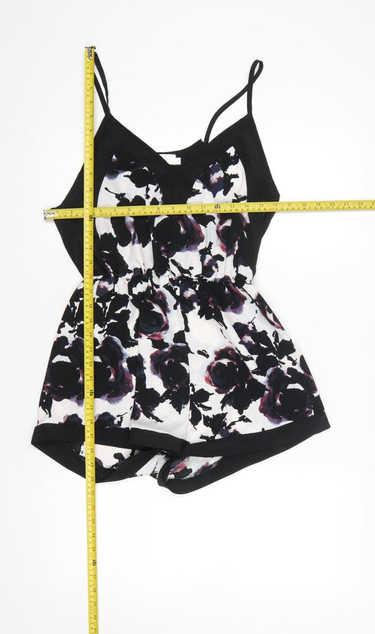 Oh My Love London Women's Black Floral Playsuit Size S Strappy Romper