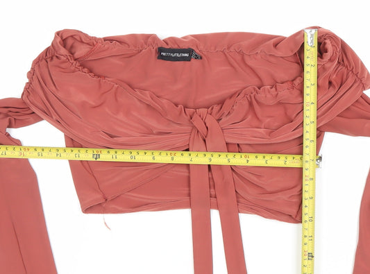 PrettyLittleThing Women’s Brown Off Shoulder Cropped Blouse Size 12
