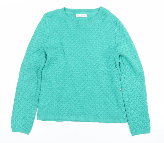 Additional front view of Gallery Women's Green Crew Neck Knit jumper XS