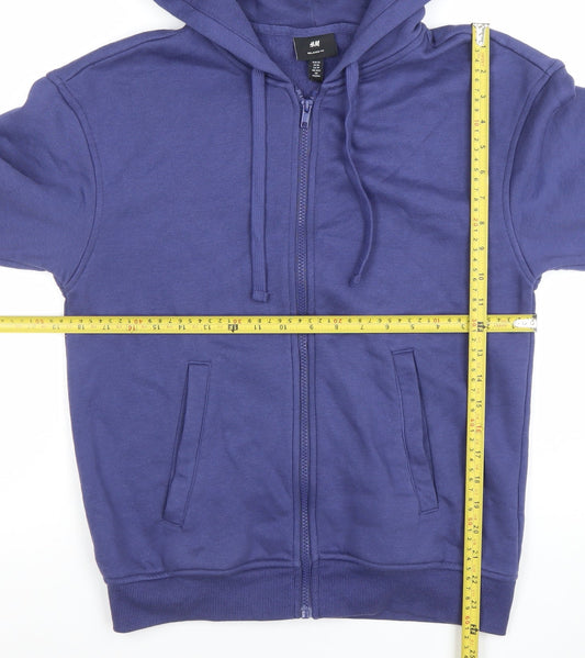 H&M Men's Blue XS Full Zip Relaxed Fit Hoodie Sweatshirt