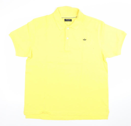 Industrialize Men's Yellow Cotton Polo Shirt Size L Classic Fit