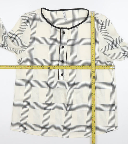 Mango Women’s White Checked Long Sleeve Blouse XS
