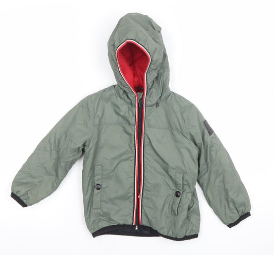 Additional front view of Replay boys’ green hooded puffer jacket 18 months lined winter coat