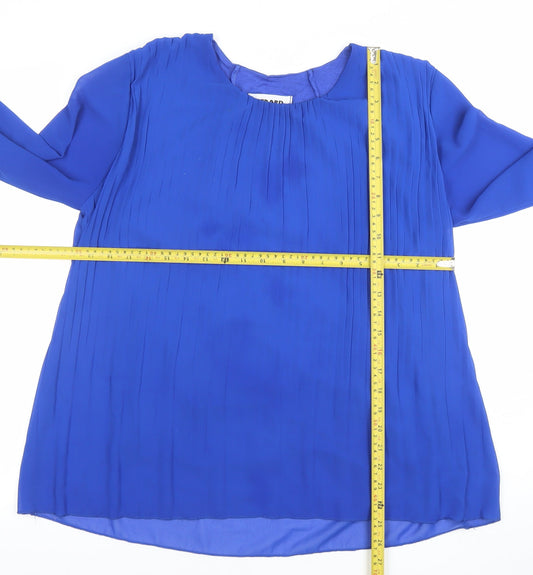 Gerard Women's Blue Pleated Long Sleeve Tunic Blouse Size S