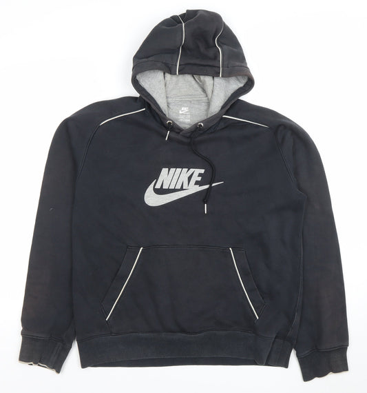 Nike Men’s Black Pullover Hoodie M Logo Fleece Sportswear