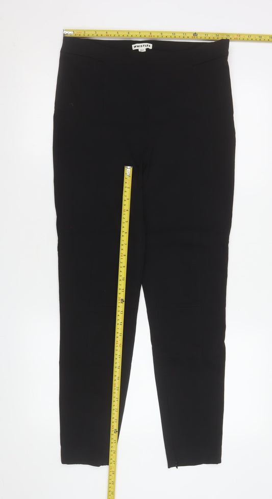 Whistles Women's Black Size 12 Slim Tailored Trousers with Ankle Zip