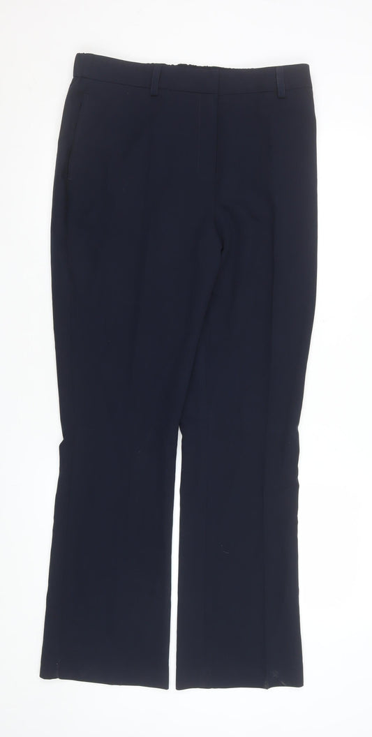 Additional front view of Dunnes women’s blue straight leg dress pants, size UK 12