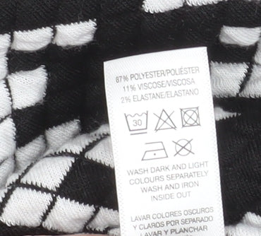 Savida Womens Black White Geometric Short Sleeve Top Size 12