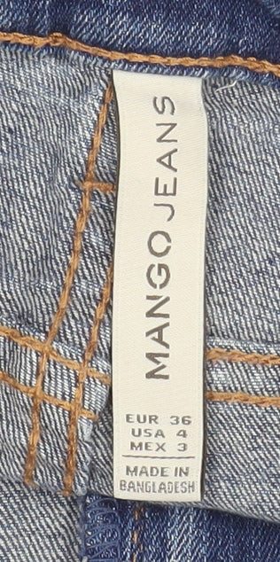 Mango Jeans Women Blue Cut-Off Denim Shorts Size 8 UK