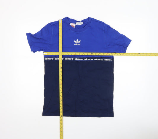 Adidas Boys Blue Colourblock Logo T-Shirt 13-14 Years Casual Sportswear