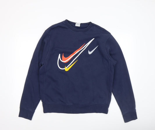 Nike Men's Blue Graphic Logo Pullover Sweatshirt Size S