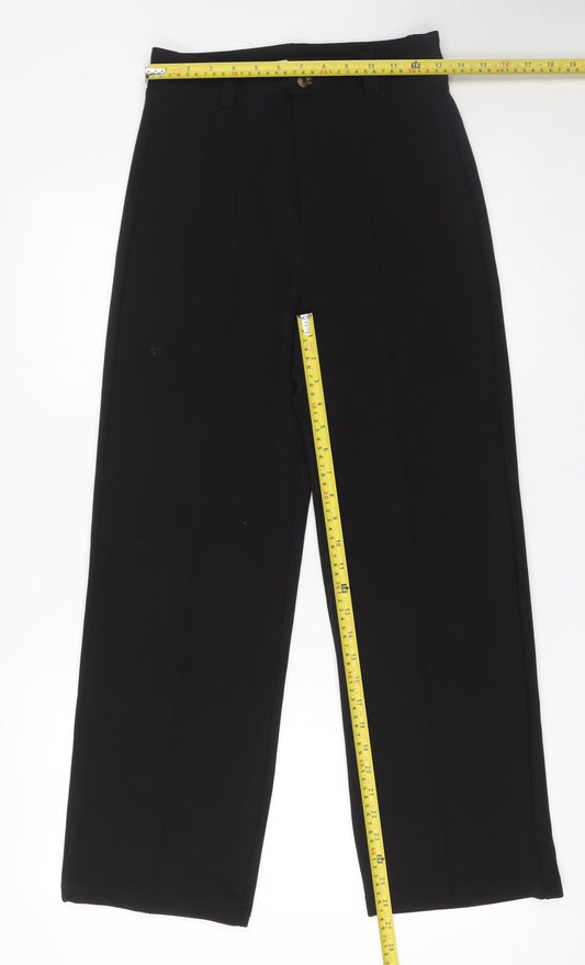 Kotty Women Black High Waist Straight Trousers Size 10