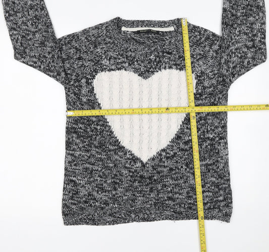 Heart & Soul Women's Black White Heart Knit Jumper Size 12