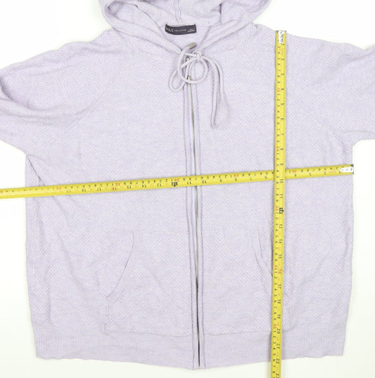 Marks and Spencer Women Lilac Full Zip Hooded Cardigan L