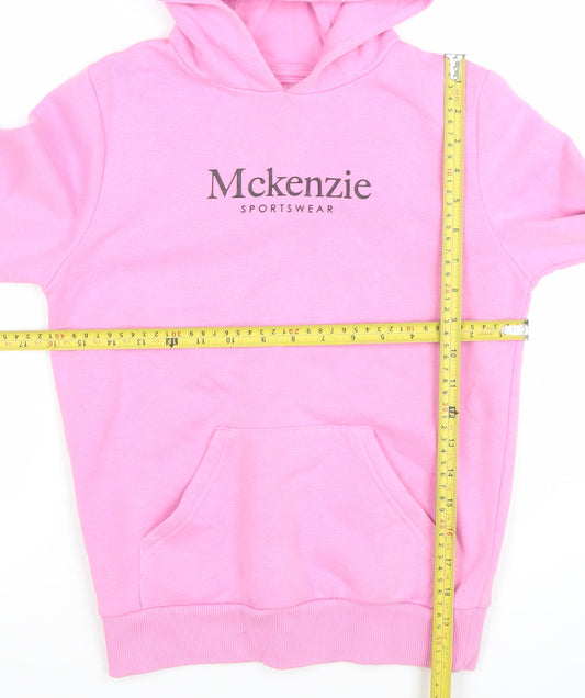 McKenzie Girls Pink Pullover Hoodie 10-12 Years Logo Sportswear Fleece