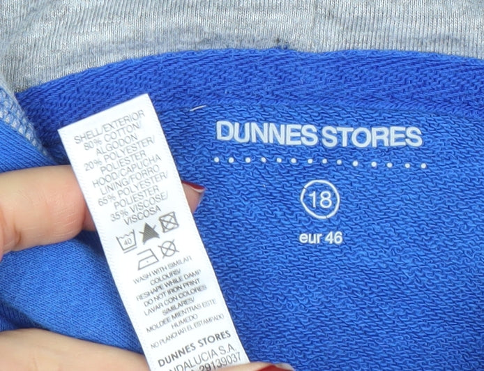 Dunnes Stores Women's Blue Pullover Hoodie Size 18 Cotton Blend