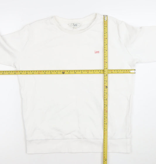 Lee Womens White Regular Fit Cotton Crew Neck Sweatshirt Size S