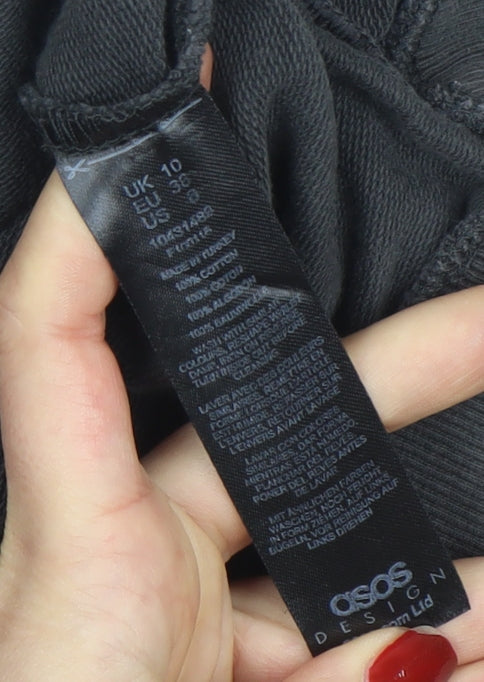 Brand and care label for ASOS Design Women's Black Cotton Arizona Basketball Sweatshirt UK 10