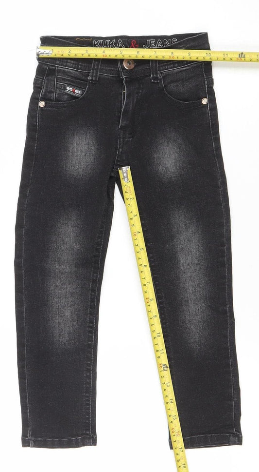Kuka & Jeans Boys Black Straight Denim Jeans Size 20 Regular Fit