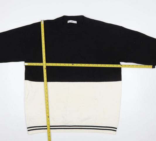 MNG Women's Black and Ivory Knit Pullover Jumper XL