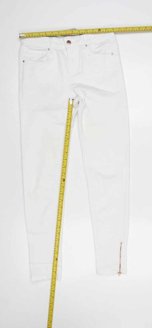 Denim Co. Women's White Size 10 Skinny Jeans with Ankle Zip