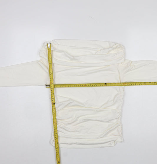 Savida Womens Ivory Off Shoulder Long Sleeve Tunic Top Size 12