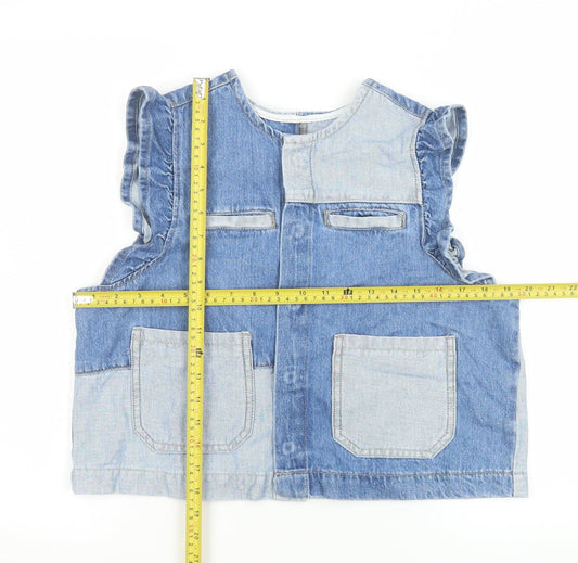 Pieces Women's Blue Denim Cropped Sleeveless Blouse Medium
