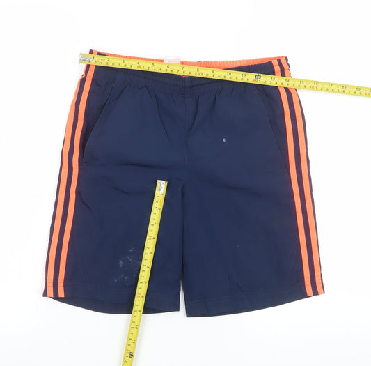 Adidas Boys Navy Blue Athletic Shorts 11-12 Years Polyester Elastic Waist