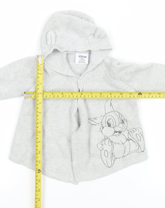 Disney Baby Grey Bambi Hooded Cotton Cardigan 9-12 Months Unisex