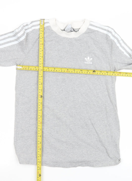 Adidas Women's Grey Long Sleeve Crew Neck Stretch T-Shirt UK 8